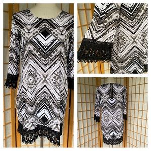 Alfani Lace Print Dress SZ PM